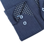 Classic Button-Up + Paisley Trim // Navy (M)