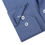 Textured Button-Up // Navy + White (XL)