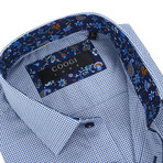 Coogi // Classic Button-Up + Floral Trim // White + Navy + Black (M)