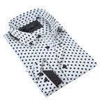 Solid Button-Up // White + Black Dot (2XL)