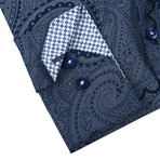 Paisley Button-Up // Navy + White (L)