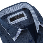 Paisley Button-Up // Navy + White (L)