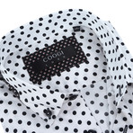 Solid Button-Up // White + Black Dot (2XL)