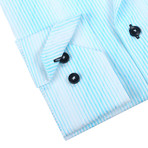 Classic Button-Up // Teal + White Stripe (S)