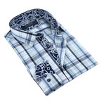 Plaid Button-Up // Navy + White (XL)