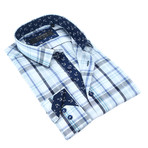 Plaid Anchor Trim Button-Up // Navy + White (M)