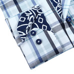 Plaid Button-Up // Navy + White (XL)