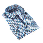 Plaid Button-Up // Blue + Brown (S)