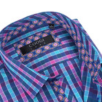 Coogi // Plaid Button-Up // Pink + Blue + Teal (2XL)