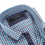 Plaid Button-Up // Blue + Brown (S)