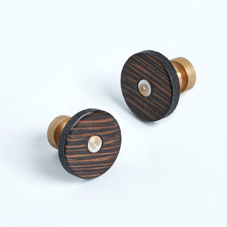 Gold Plated Wenge Wood Cufflinks