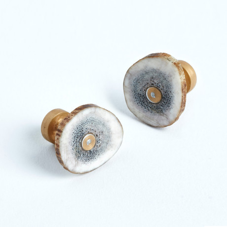 Gold Plated Elk Antler Cufflinks