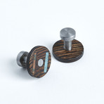 Wenge Wood + Patina Copper Turquiose Cufflinks