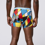 Abstract Boxer Short // White + Blue + Red + Yellow (S(30"-32"))