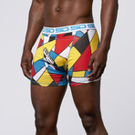 Abstract Boxer Short // White + Blue + Red + Yellow (L)