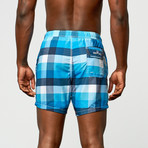 BERTIGO // Plaid Swim Short // Blue (M)