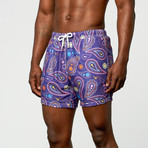 BERTIGO // Paisley Swim Short // Purple (2XL)
