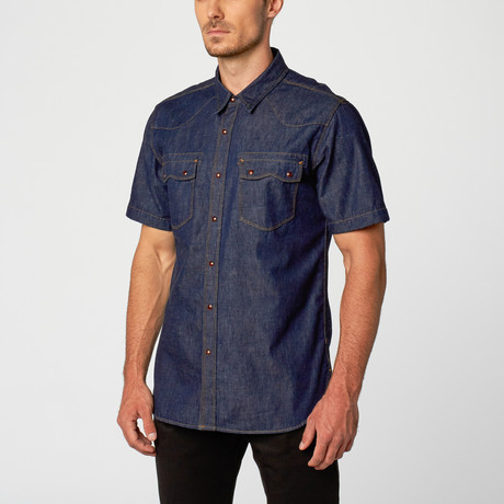 Modern Western Denim Shirt // Blue (S)