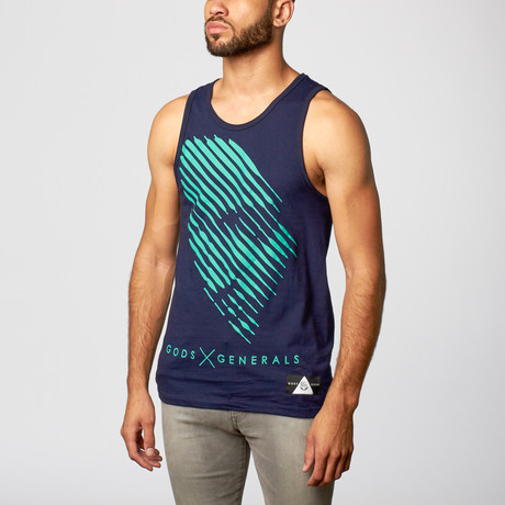 White Lines Tank // Navy (S)