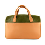 Frank Briefcase (Olive Green + Oiled Oak)