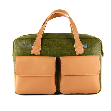 Frank Briefcase (Olive Green + Oiled Oak)