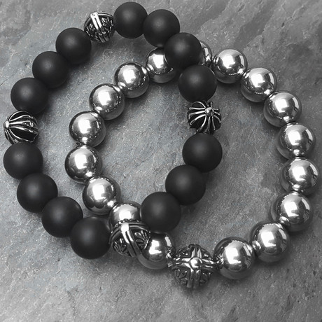 Matte Black Onyx Stainless Steel Bracelet