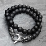 Matte Black Onyx Clasp Bracelet