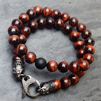 Matte Black Onyx + Red Tiger's Eye Bracelet