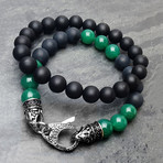 Matte Black Onyx + Green Agate Bracelet