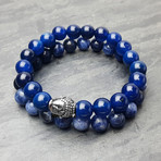 Blue Agate + Sodalite Buddha Bracelet