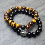 Black Onyx + Tiger's Eye Buddha Bracelet