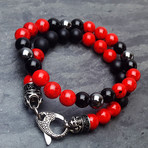 Black Onyx + Red Turquoise Bracelet