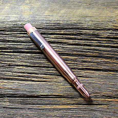 Raw Copper Twist Bullet Pencil + Copper Clip