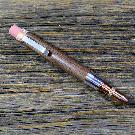 Timber Twist Bullet Pencil // Copper Bullet + Copper Clip (Walnut)