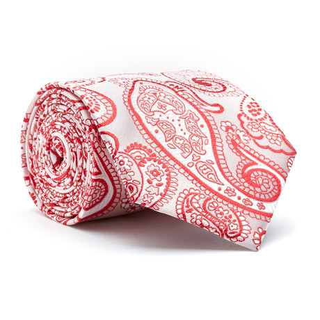 Hand Made Tie // White + Red Floral