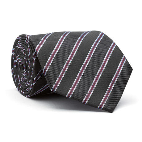 Hand Made Tie // Purple + Black Stripe