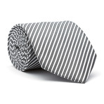 Hand Made Tie // Black + Silver Stripe
