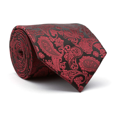 Hand Made Tie // Dark Red Paisley