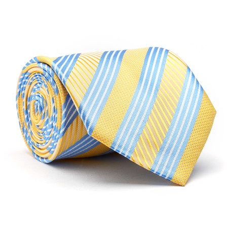 Hand Made Tie // Yellow + Blue Stripe