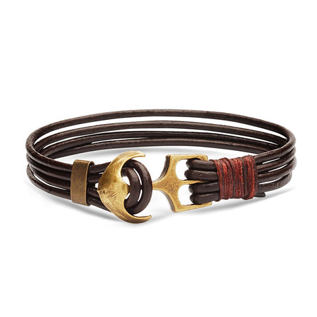 Leather Anchor Wristband (Brown)