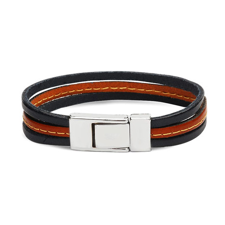 Triple Leather Wristband (Brown + Black)