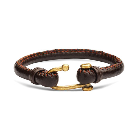 Leather Hook Wristband (Brown)