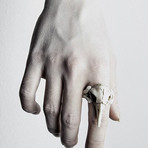 Raven Skull Ring // White (Size 5)