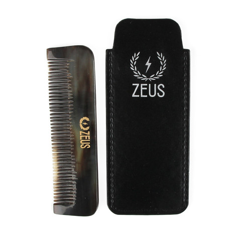 Horn Beard Comb + Leather Sheath // Medium Tooth