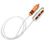 X-5 USB Car Charger + Extended Charging Hub (Orange + White)