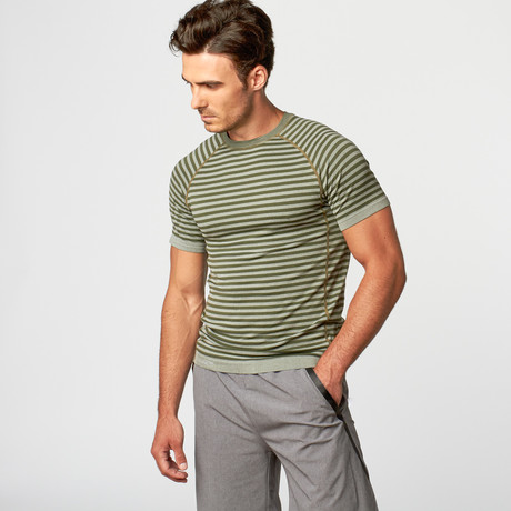 Striped Half Sleeve T-Shirt // Grey (S)