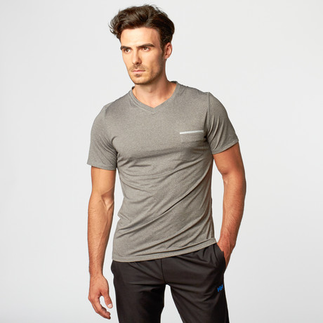 Alanic // Comfy Half Sleeve V-Neck T-Shirt // Grey (S)