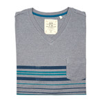 Stripe V-Neck Tee // Teal (2XL)