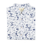 Scenic Tropical Print Sport Shirt // White (3XLT)