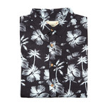Tropical Flower Print Sport Shirt // Black (4XLT)